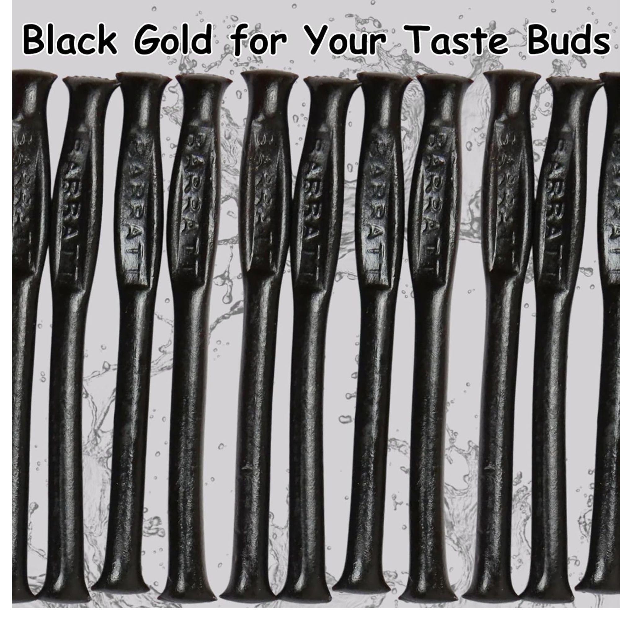 Row of black metal tasting sticks with 'Arrat' branding on a textured background.