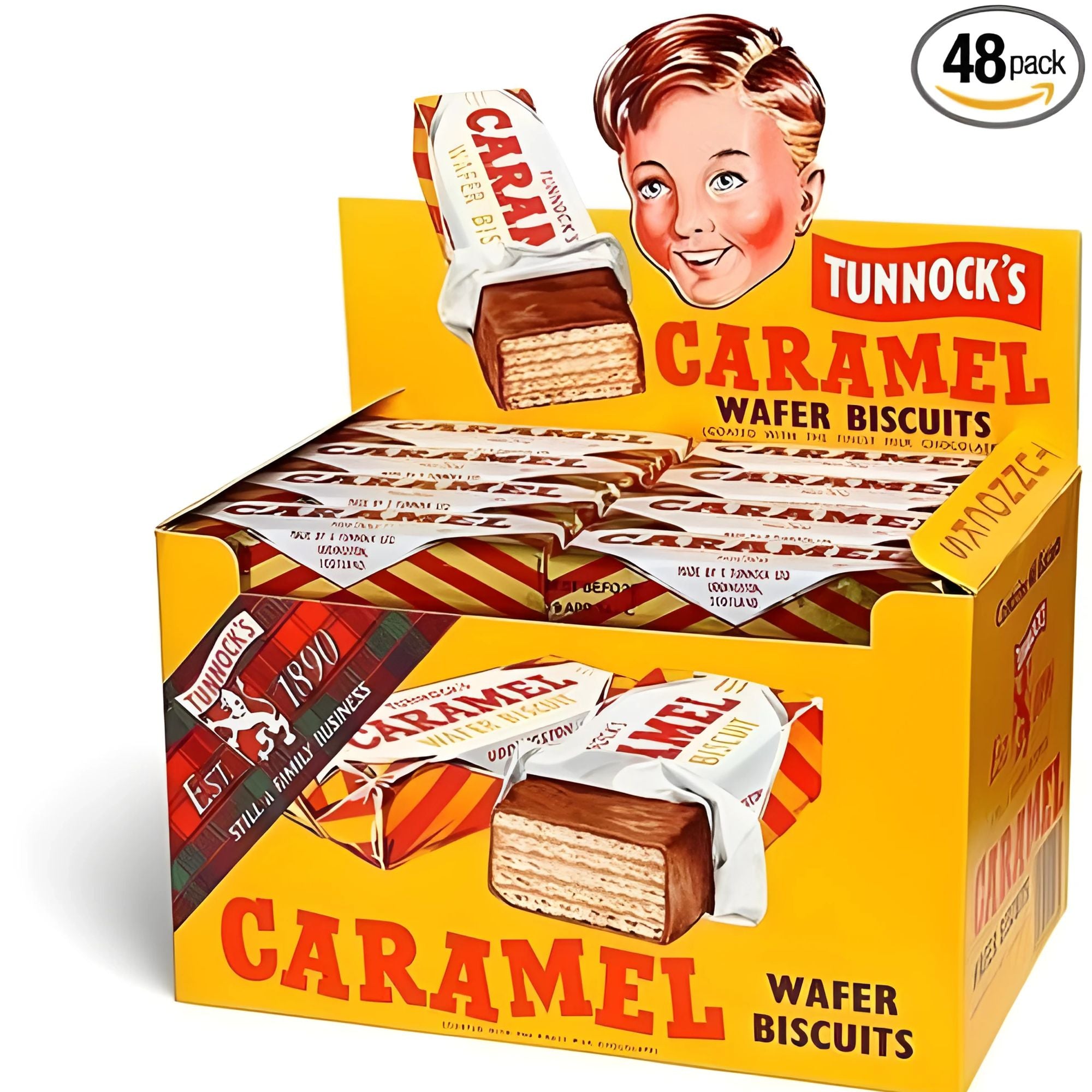 Tunnock’s Caramel Wafer Biscuits – 30g (48-Pack Box)