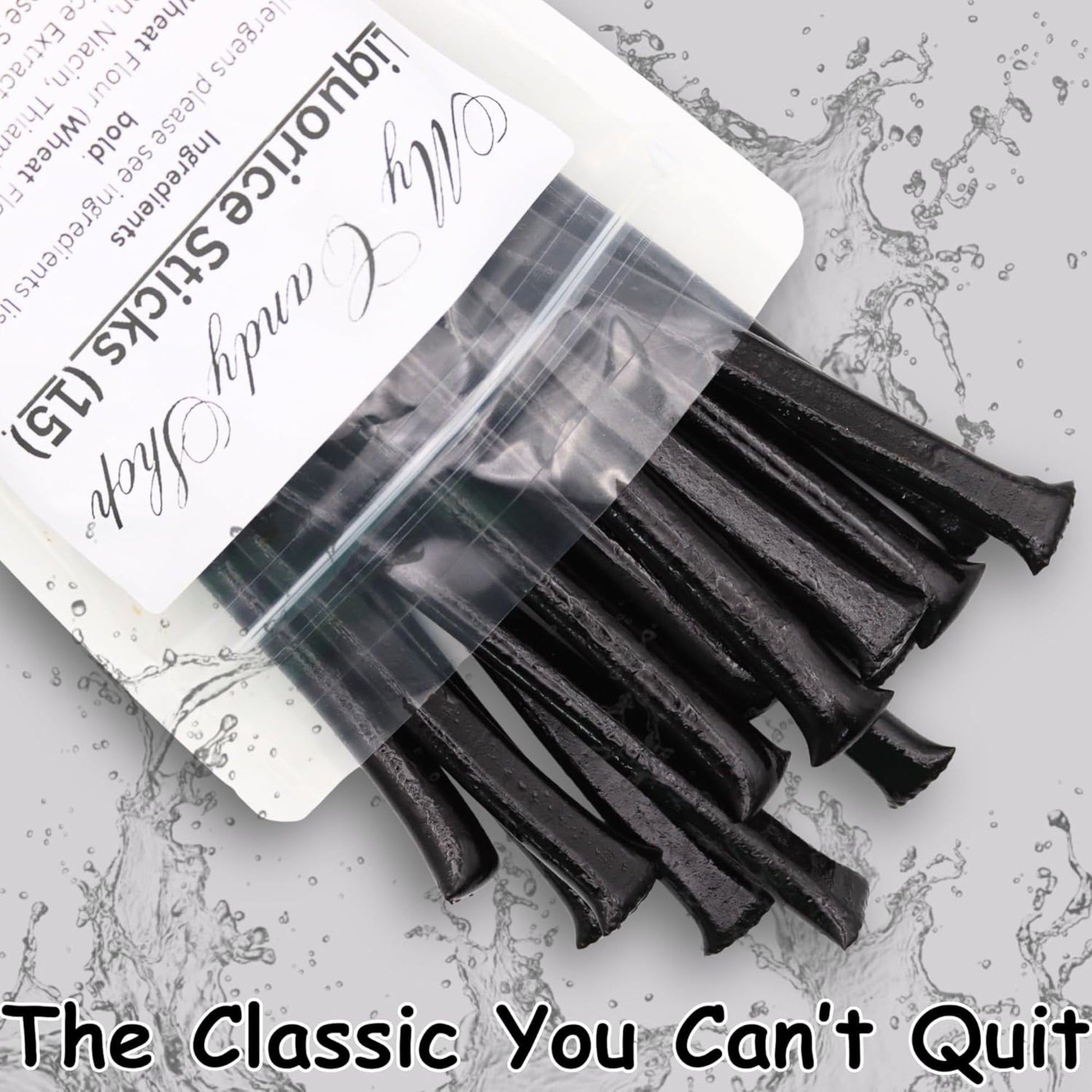 Pack of black stickers with a clear plastic cover on a gray marble surface.