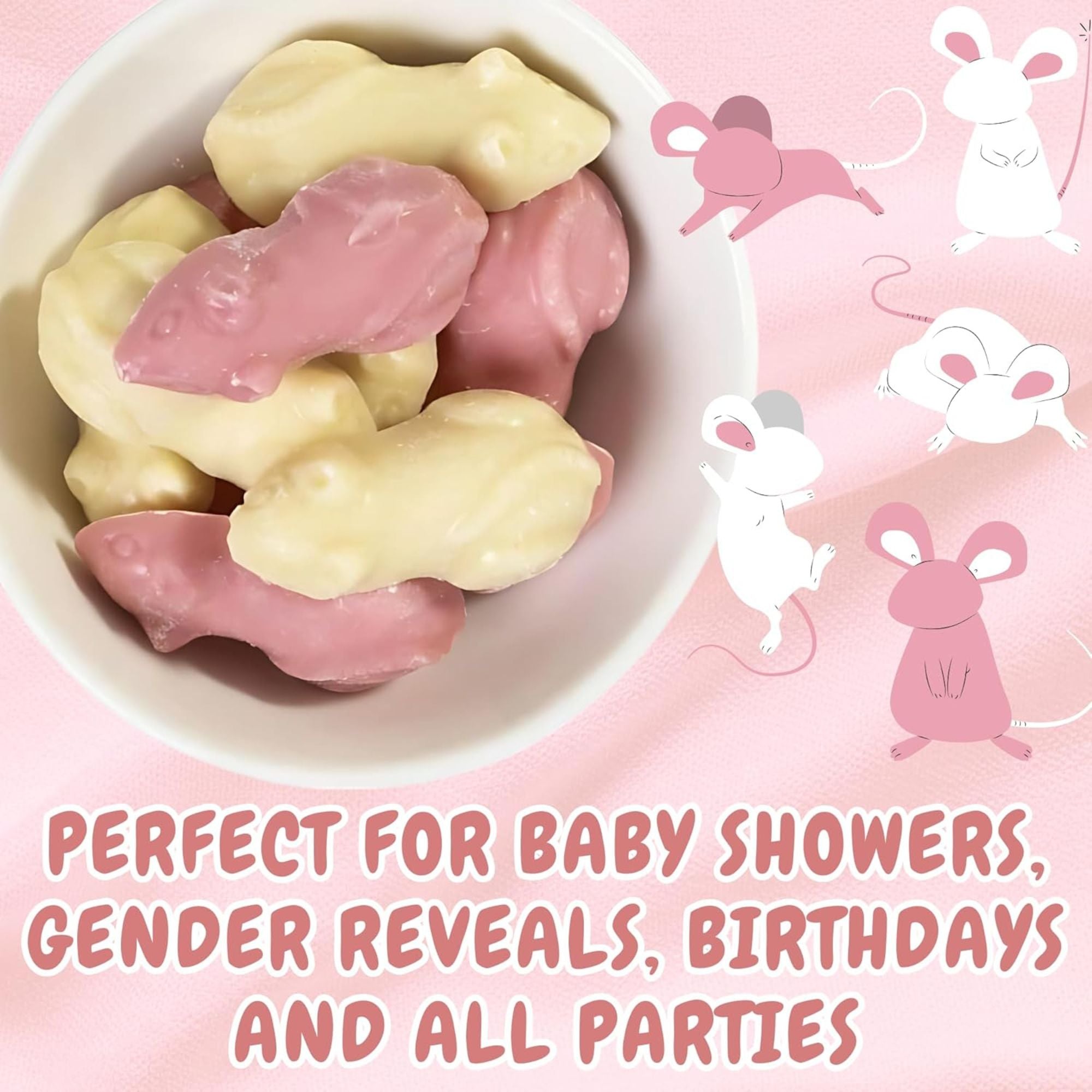 Pink & White Chocolate Mice – 1kg Bag
