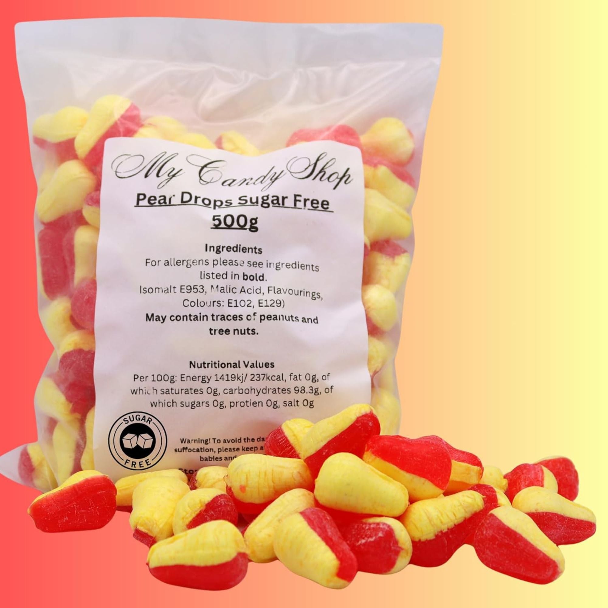 Sugar-Free Pear Drops – 500g Bag
