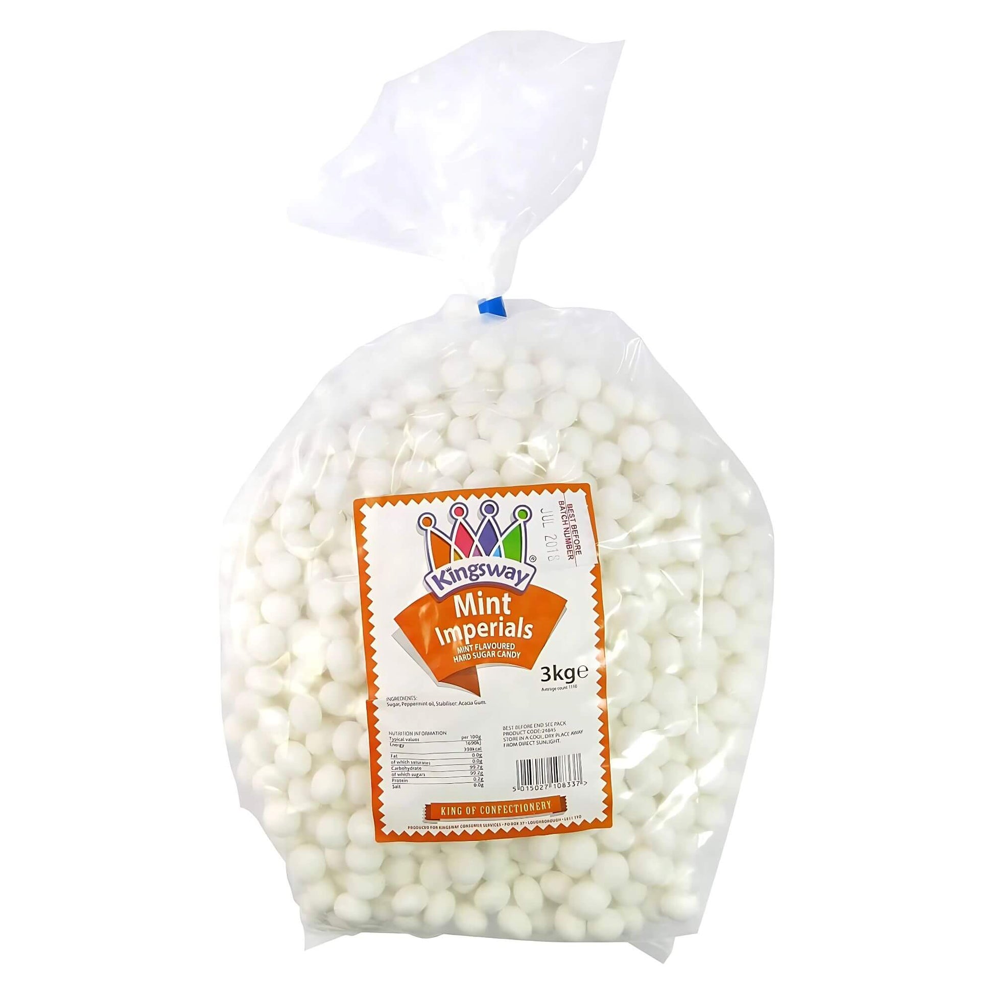 Bag of Kingsway Mint Imperials candy with a white background