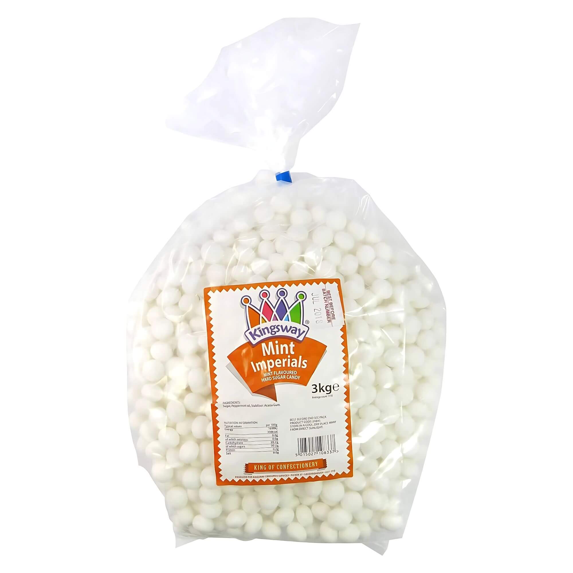 Bag of Kingsway Mint Imperials candy with a white background