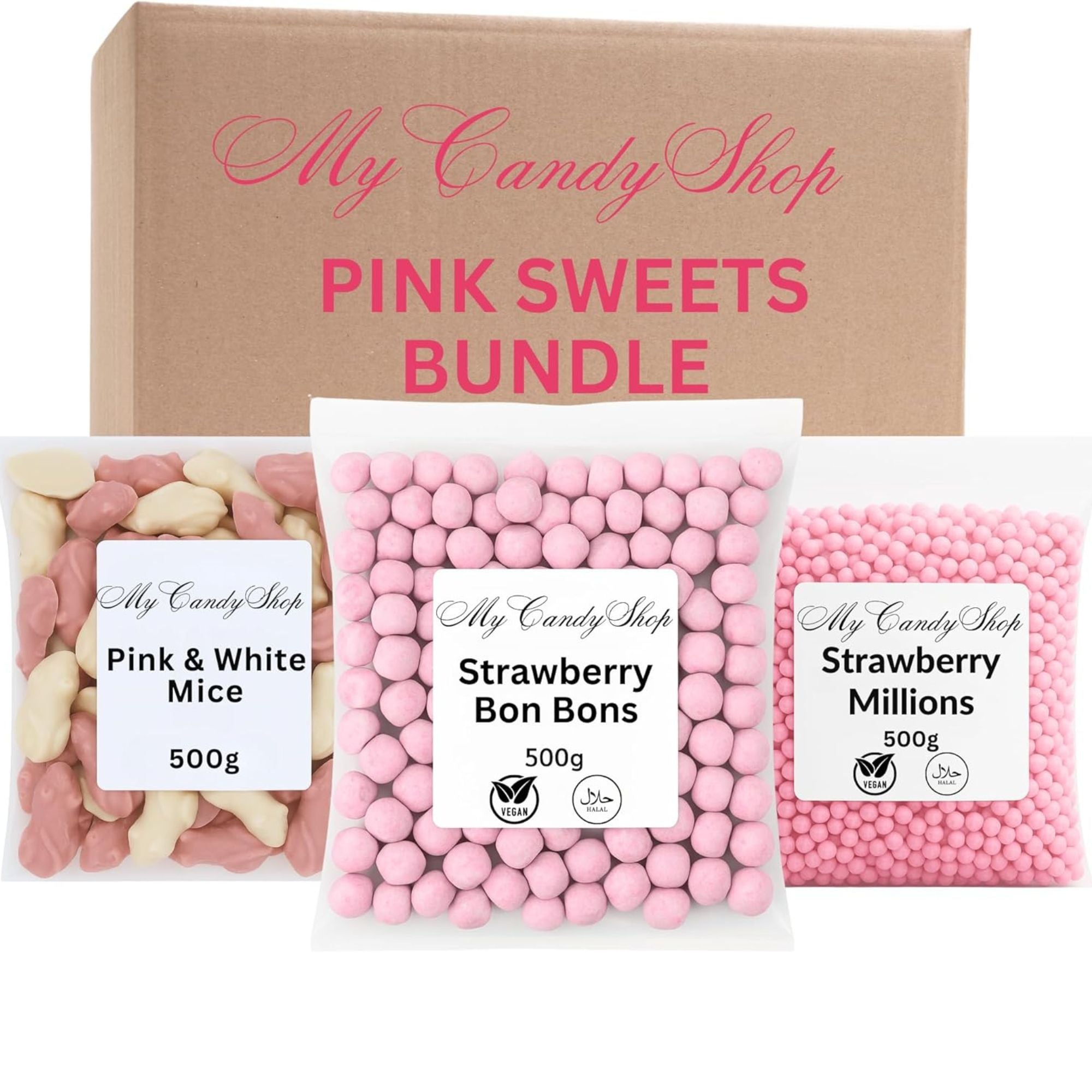 Pink Sweets Bundle – 1.5kg Gift Box (Millions, Bon Bons & Mice)