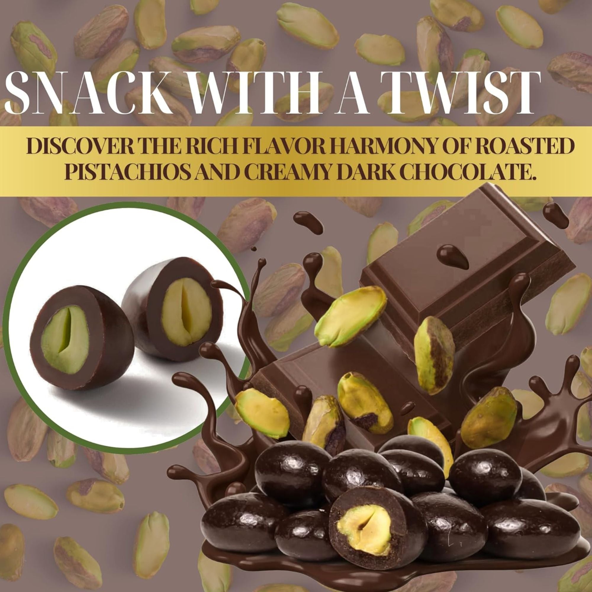 Dark Chocolate Pistachios – 250g Bag