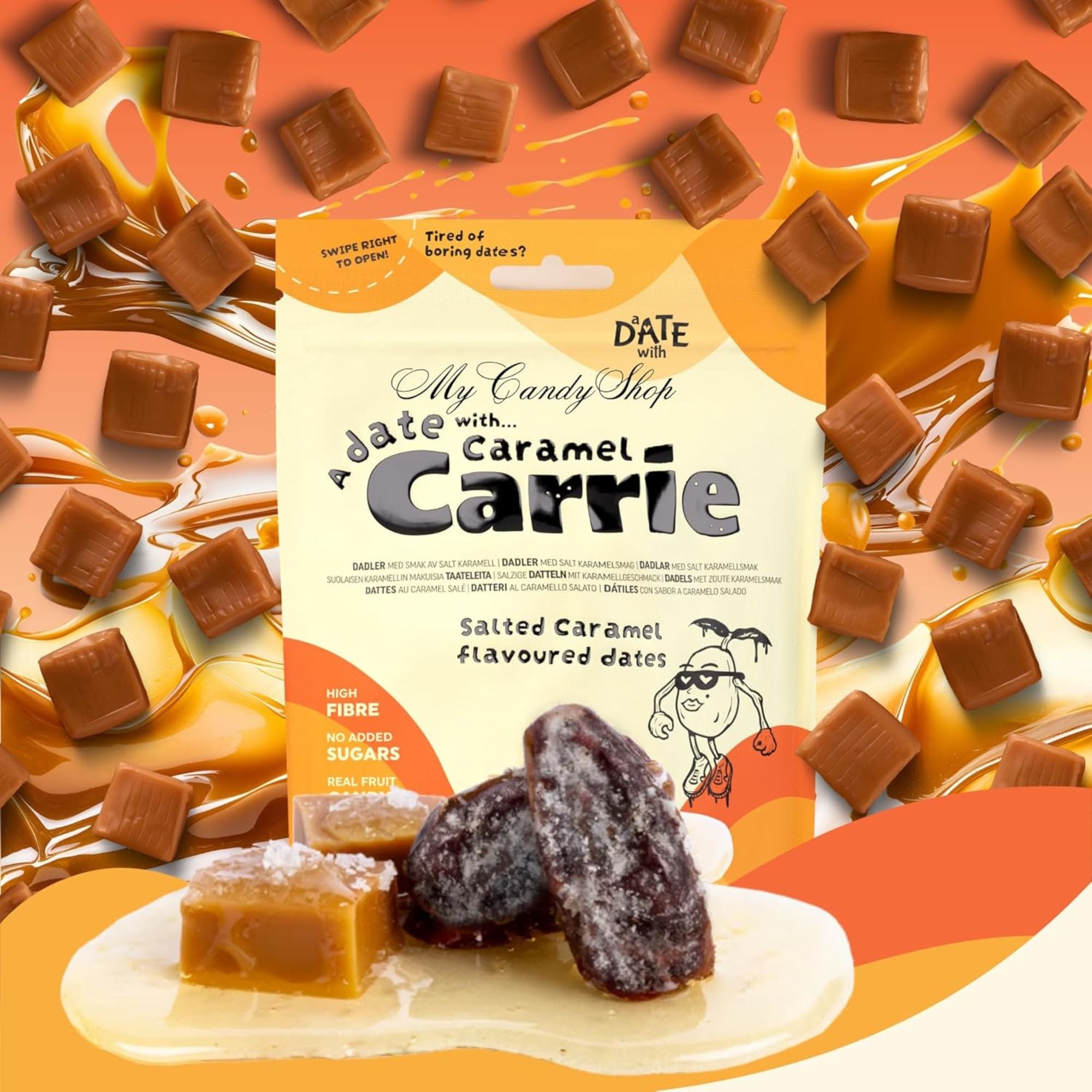 Flavoured Pitted Dates – 4 x 100g Bundle (Strawberry, Cola, Caramel & Pistachio)