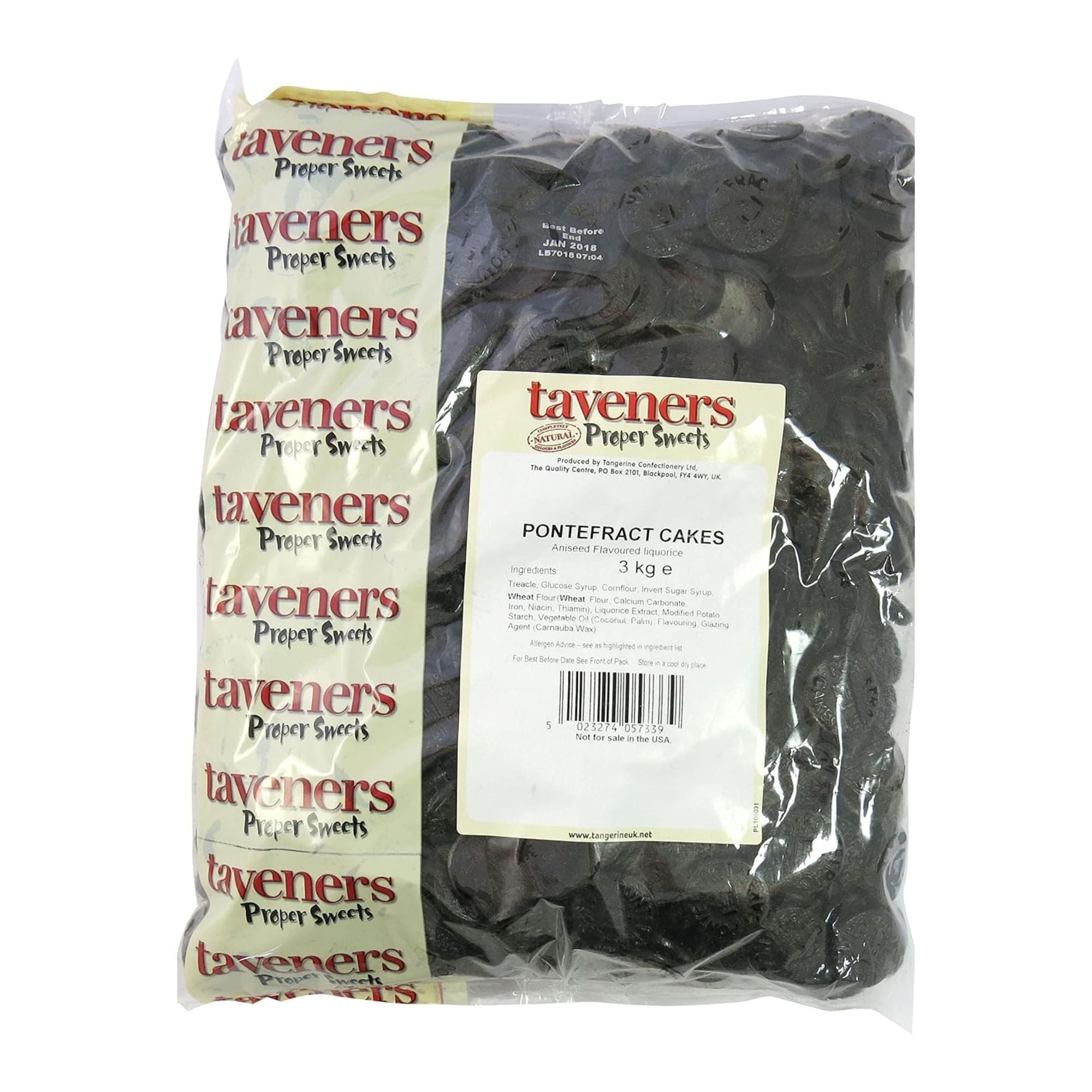Taveners Pontefract Cakes – 500g Bag (Traditional Liquorice Sweets)