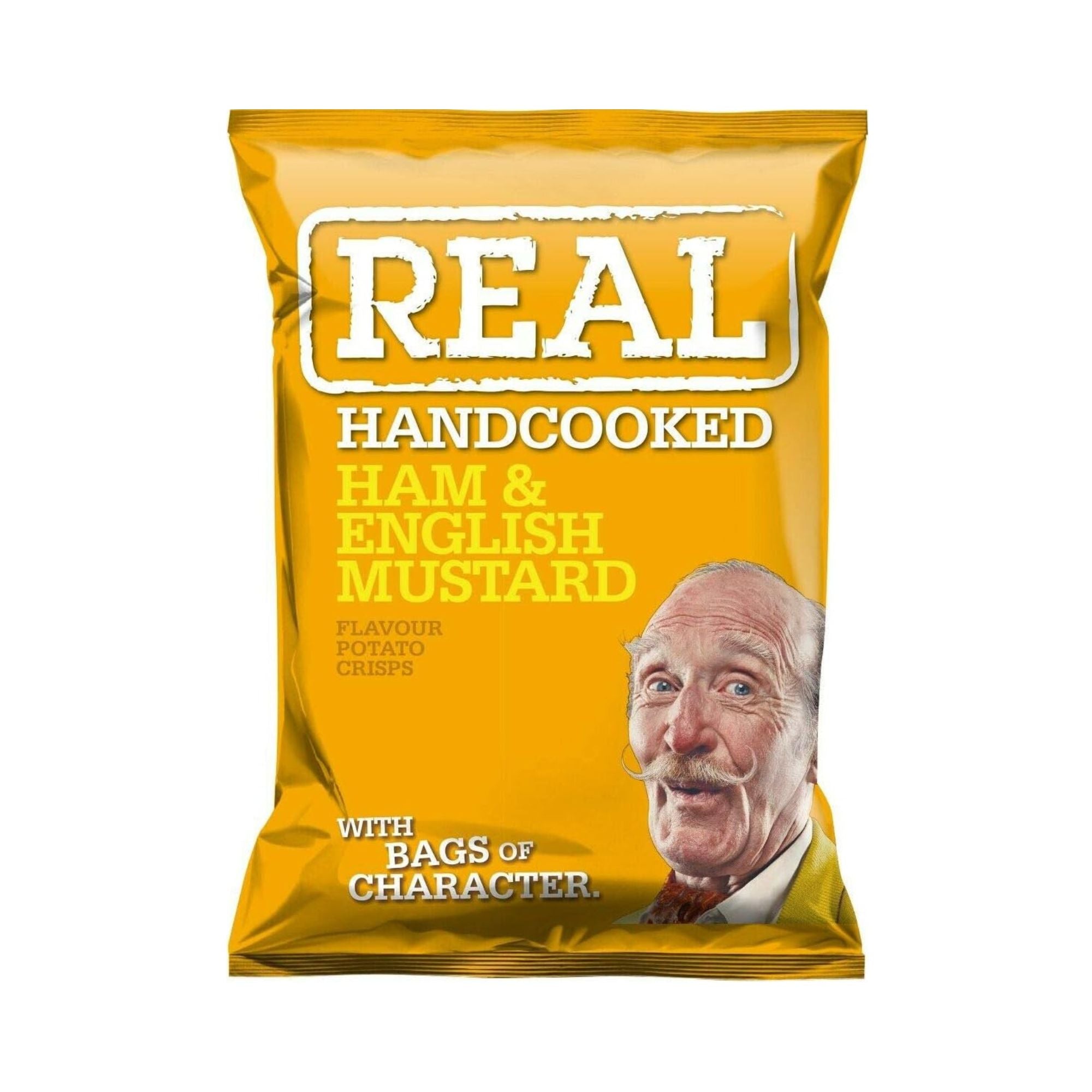 Real Crisps Ham & English Mustard Hand Cooked Crisps – 35g Pack of 24