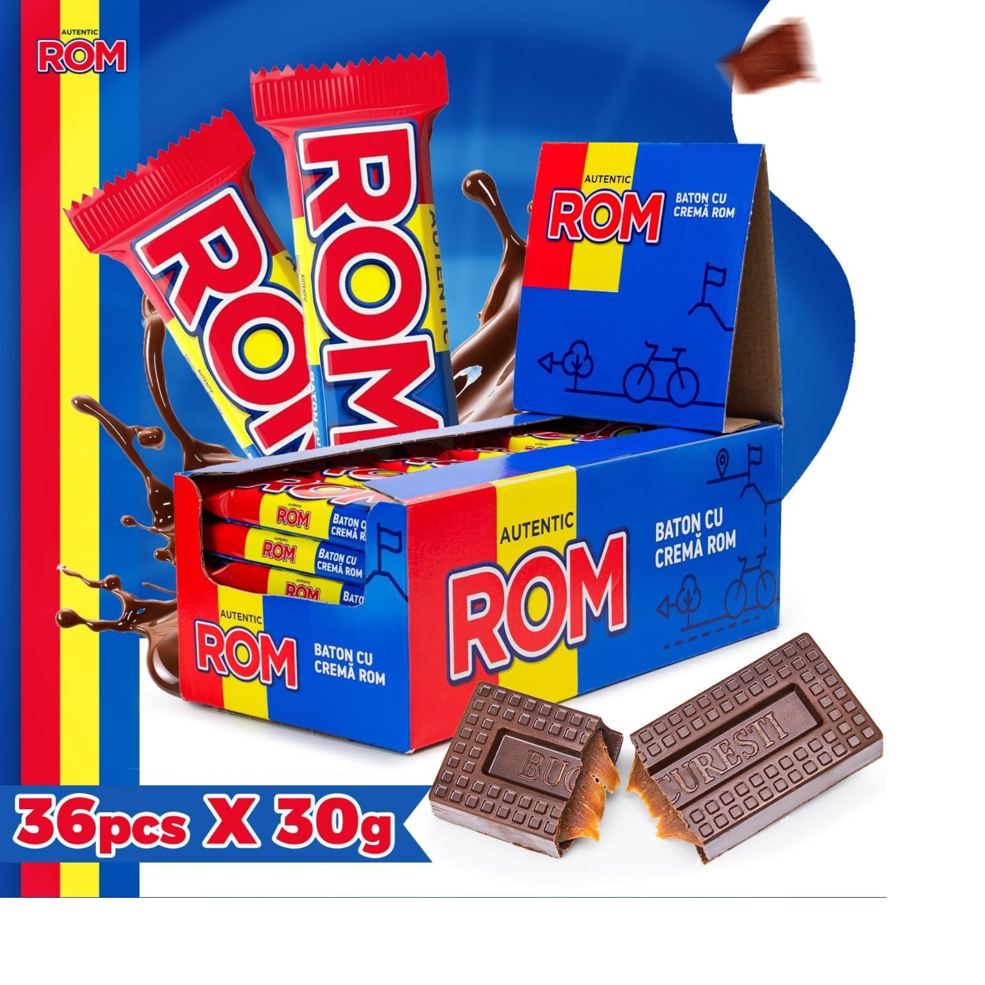 ROM Authentic Romanian Chocolate Bars – Rum Flavour – 20 x 30g