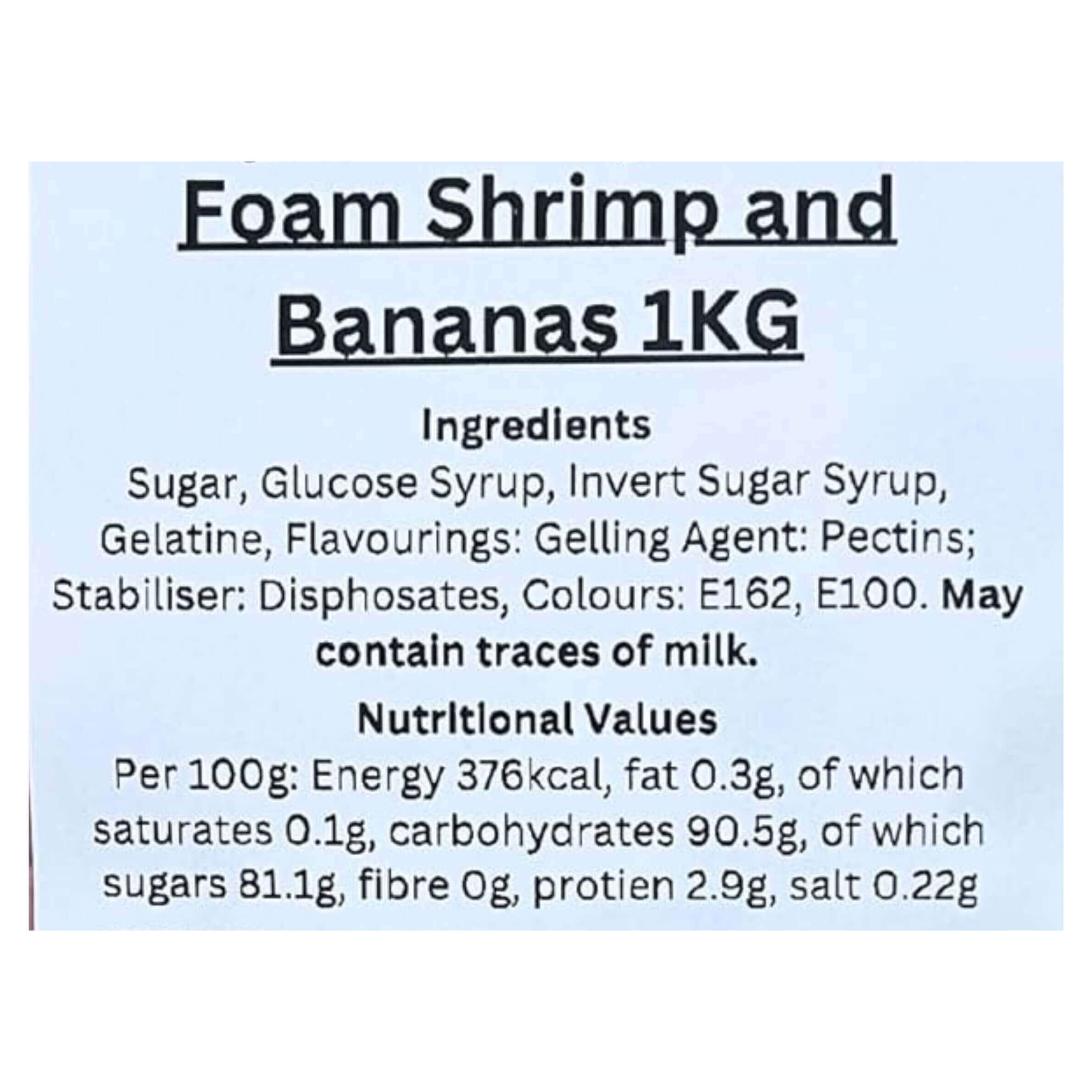 Shrimp & Bananas sweets ingredients
