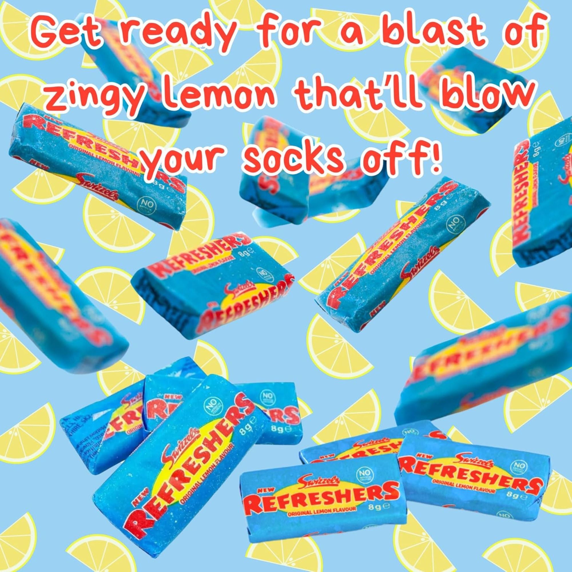 Swizzels Refreshers – 500g Bag of Lemon Fizzy Chew Bars