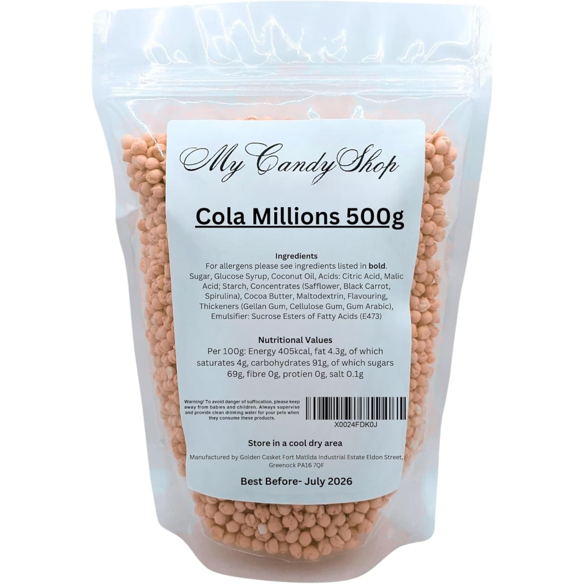 Cola Millions – 500g Bag of Tiny Chewy Vegan Sweets