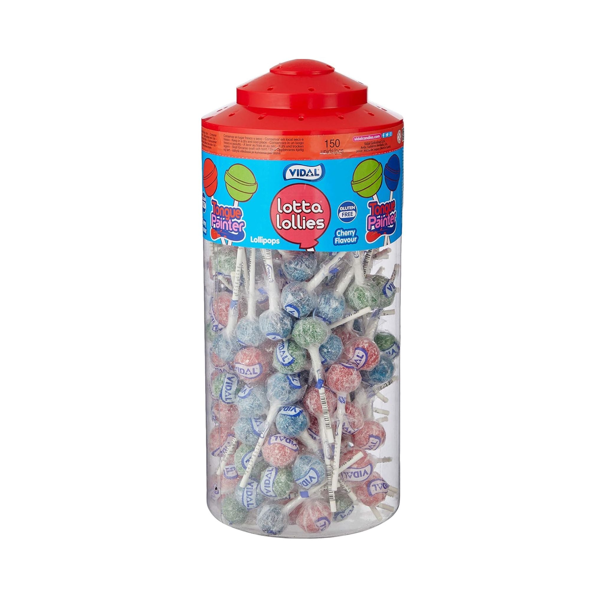 Vidal Tongue Painter Lollies – 150 Pack, Cherry Flavour, Gluten Free