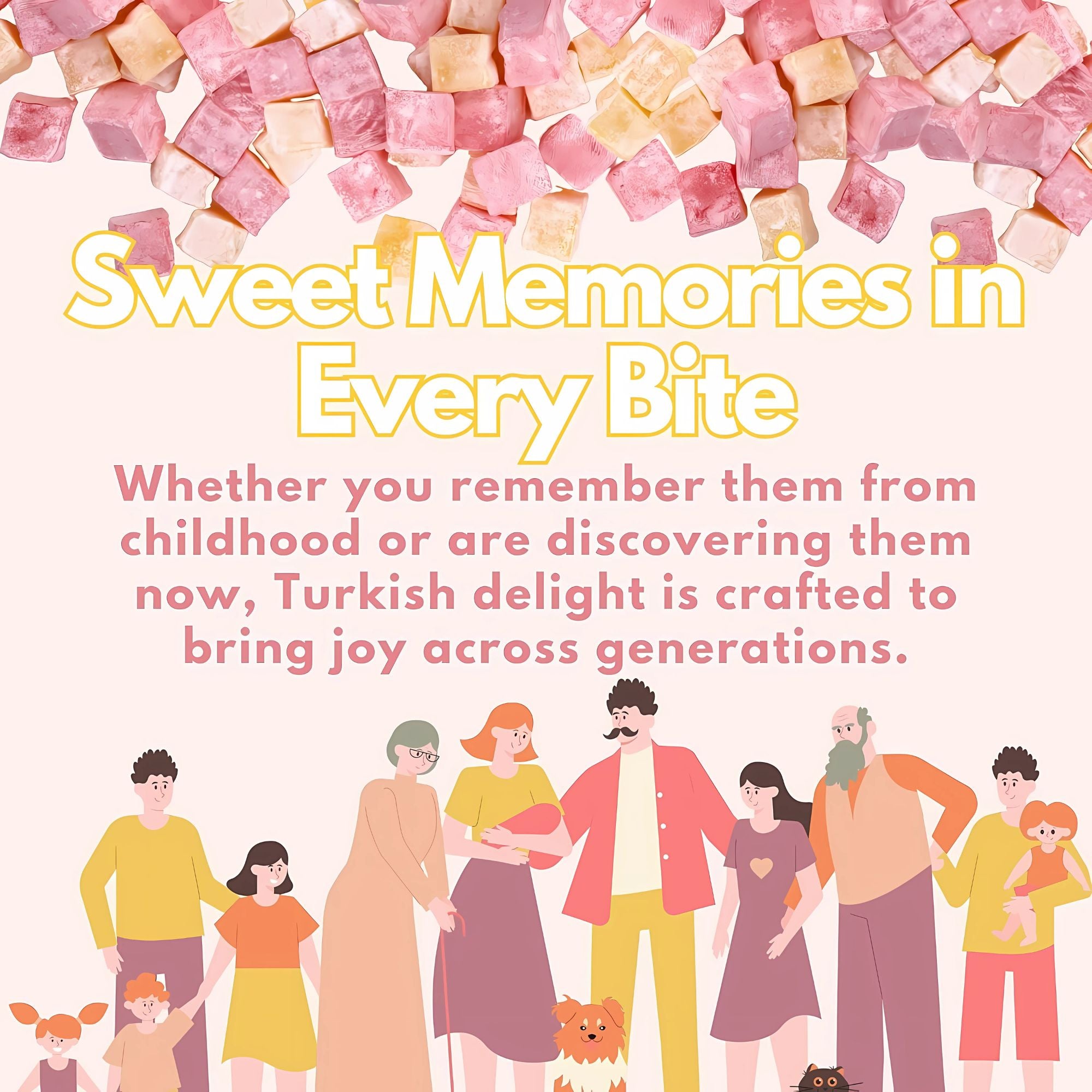 Rose & Lemon Turkish Delight – 500g Bag of Vegan Halal Sweets