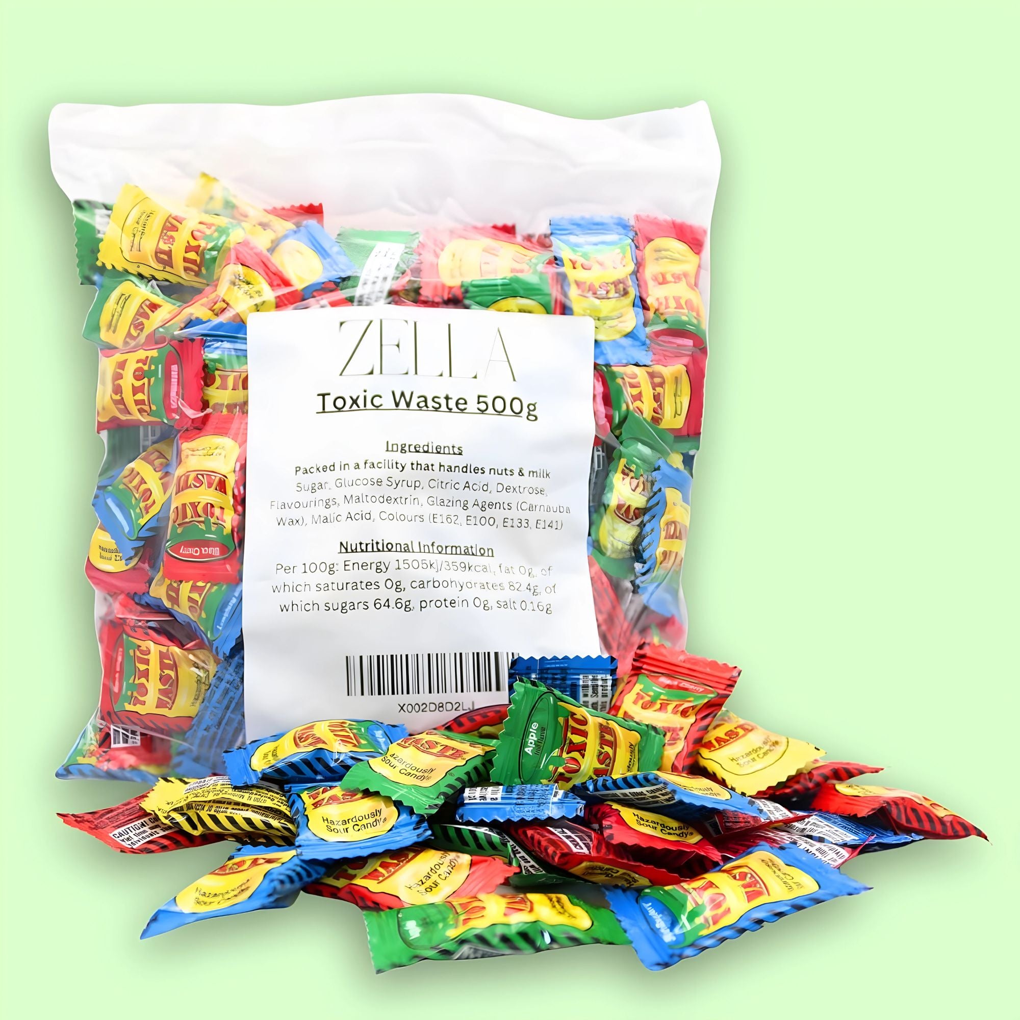 Zella Toxic Waste Sour Sweets – 500g Bulk Bag